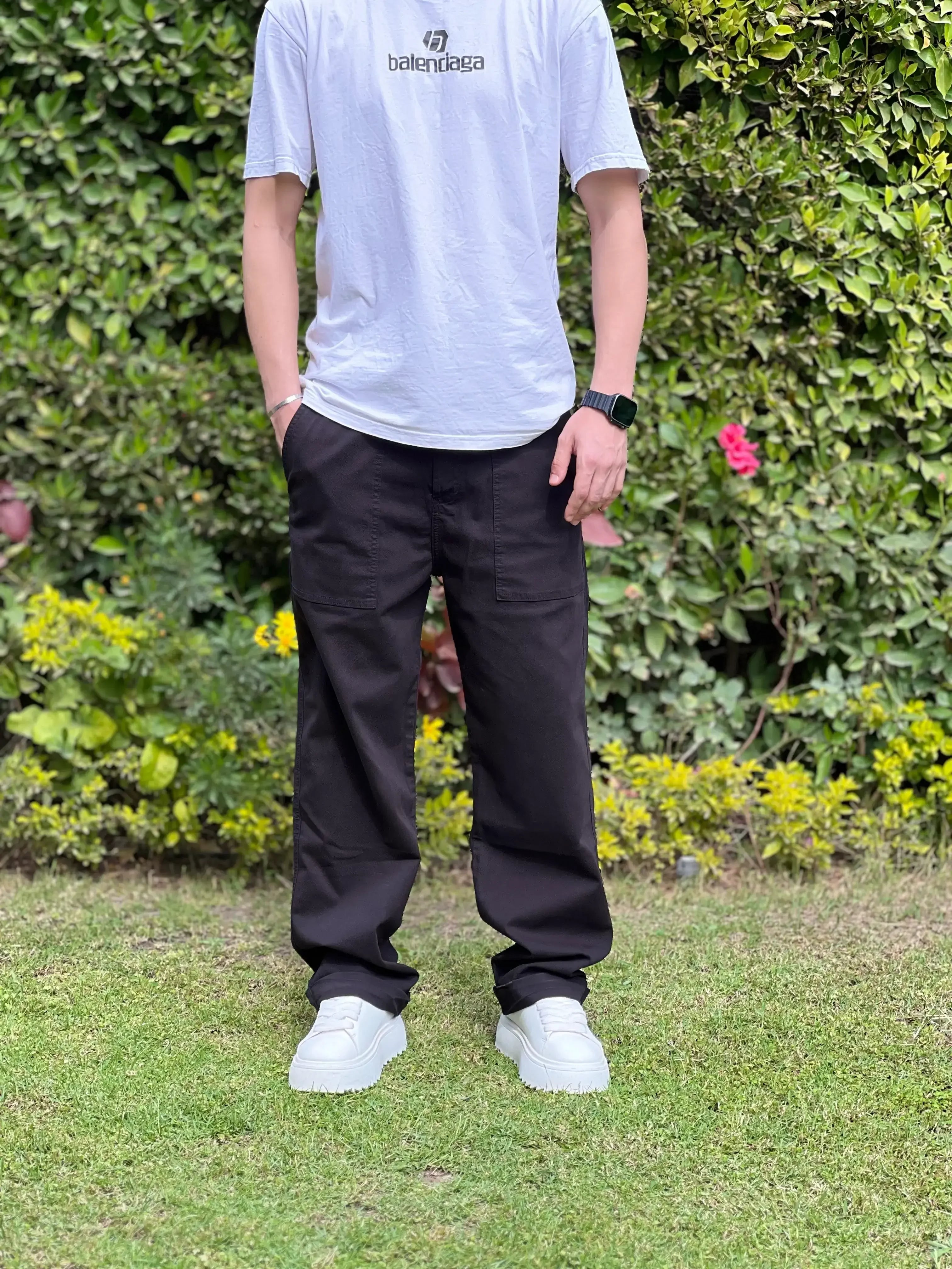zara faded straight leg trouser