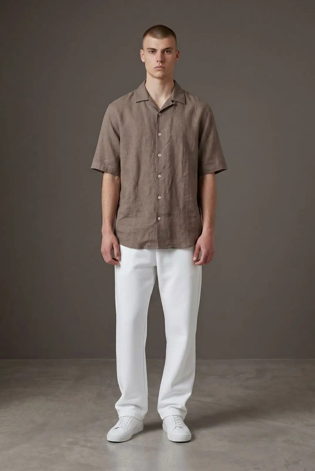 zara short sleeve linen-cotton shirt