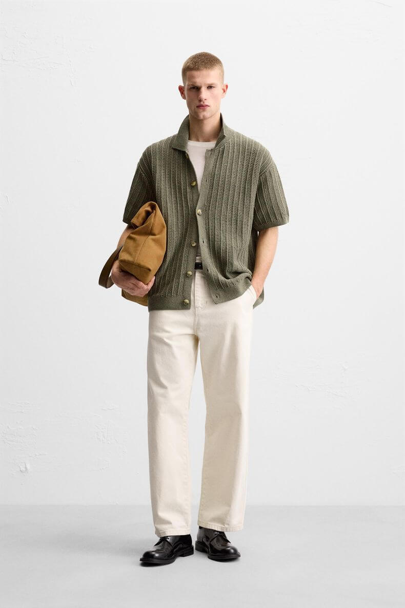 Zara Jaqared Olive Shirt