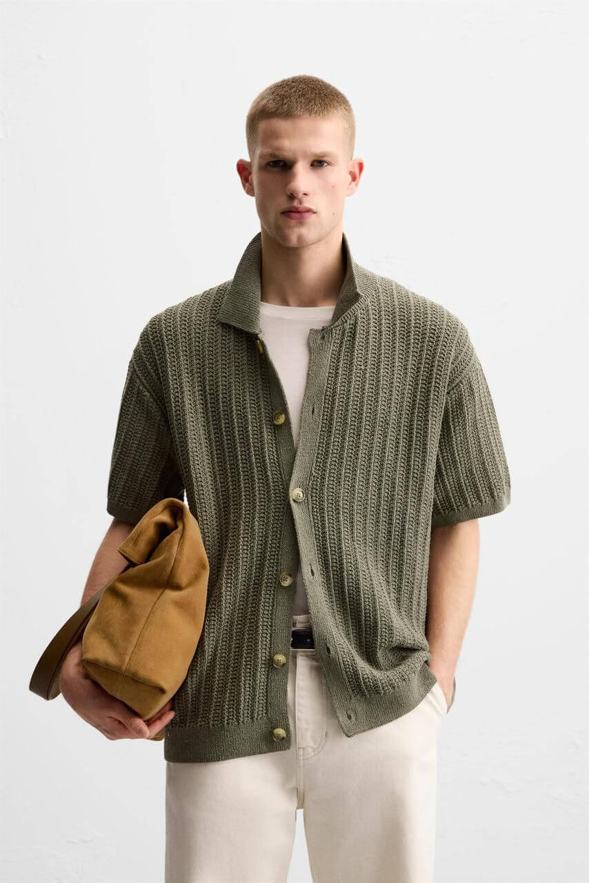 Zara Jaqared Olive Shirt