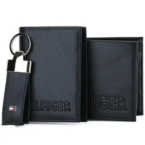 Tommy Hilfiger Embossed Leather Wallet & Keychain Set