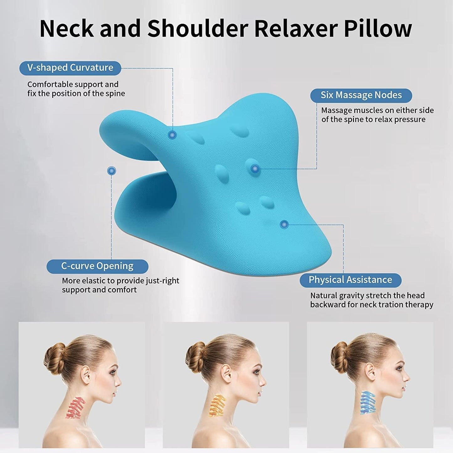 Expertomind Neck Relaxer Expertomind Neck Relaxer | Cervical Pillow | Neck & Shoulder Support for Pain Relief | Chiropractic Acupressure Massage | Durable and Soft | Portable & Easy to Carry - Blue Color Massager (Blue)