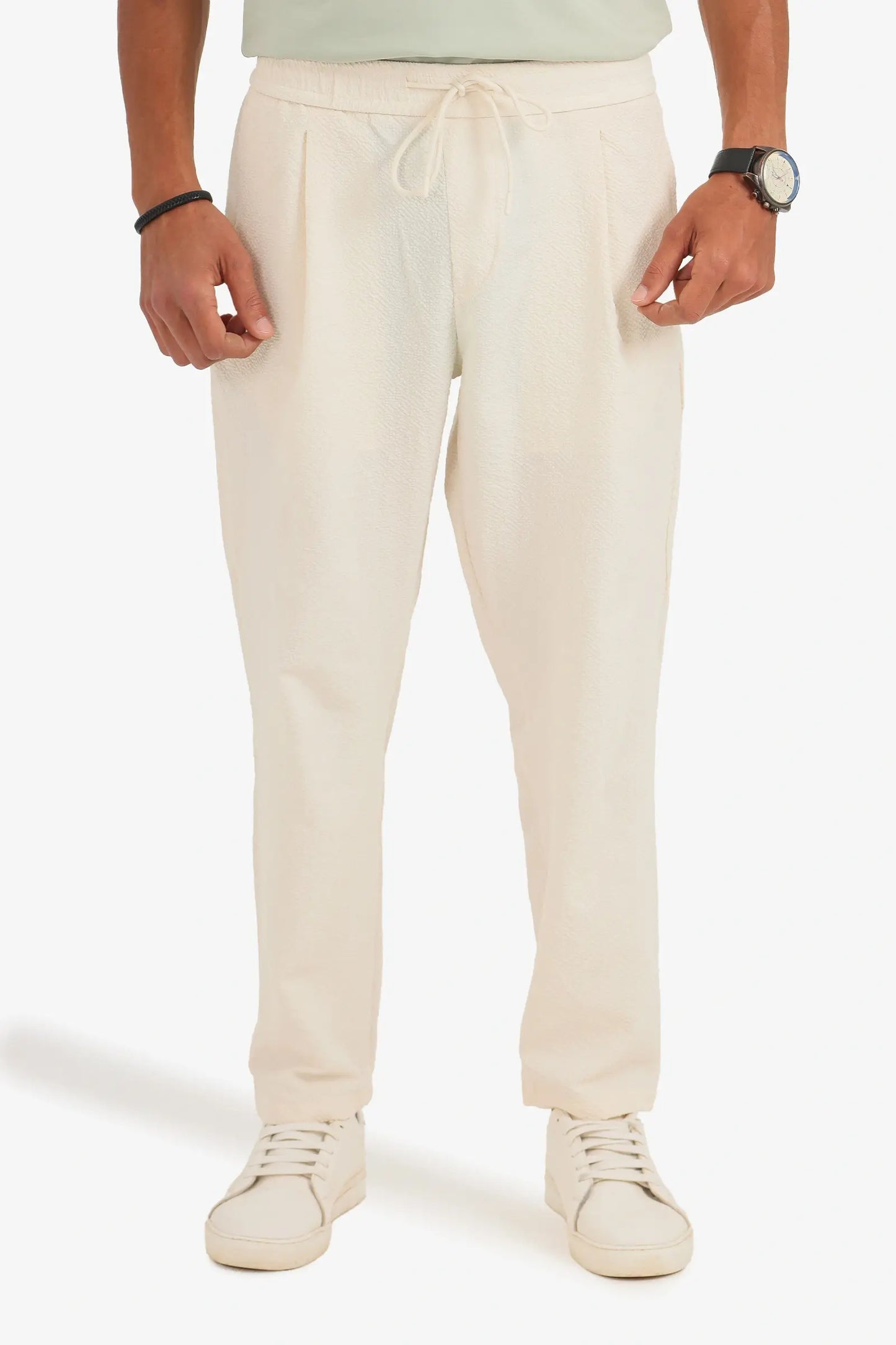 ZARA TEXTURED SUMMER TROUSERS