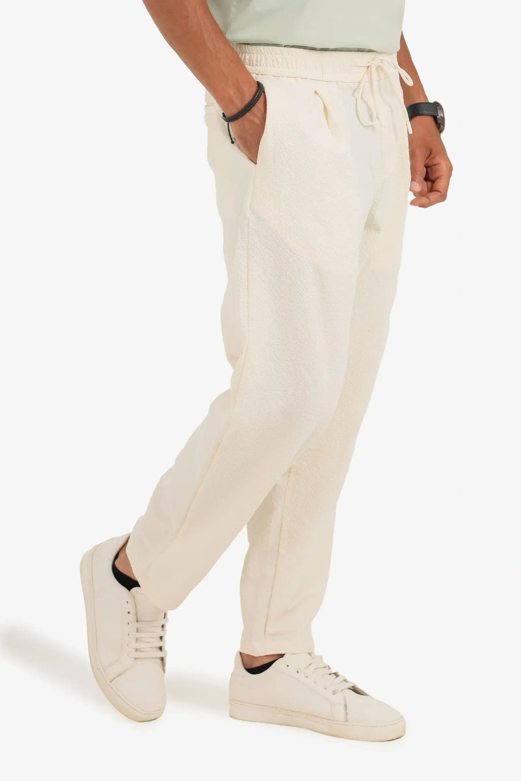 ZARA TEXTURED SUMMER TROUSERS