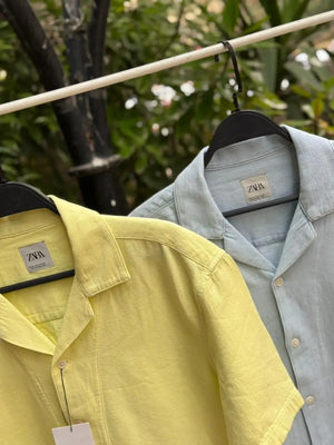 zara cotton-linen blend shirt