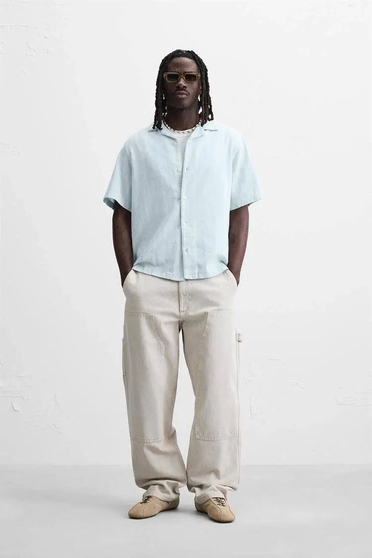 zara cotton-linen blend shirt